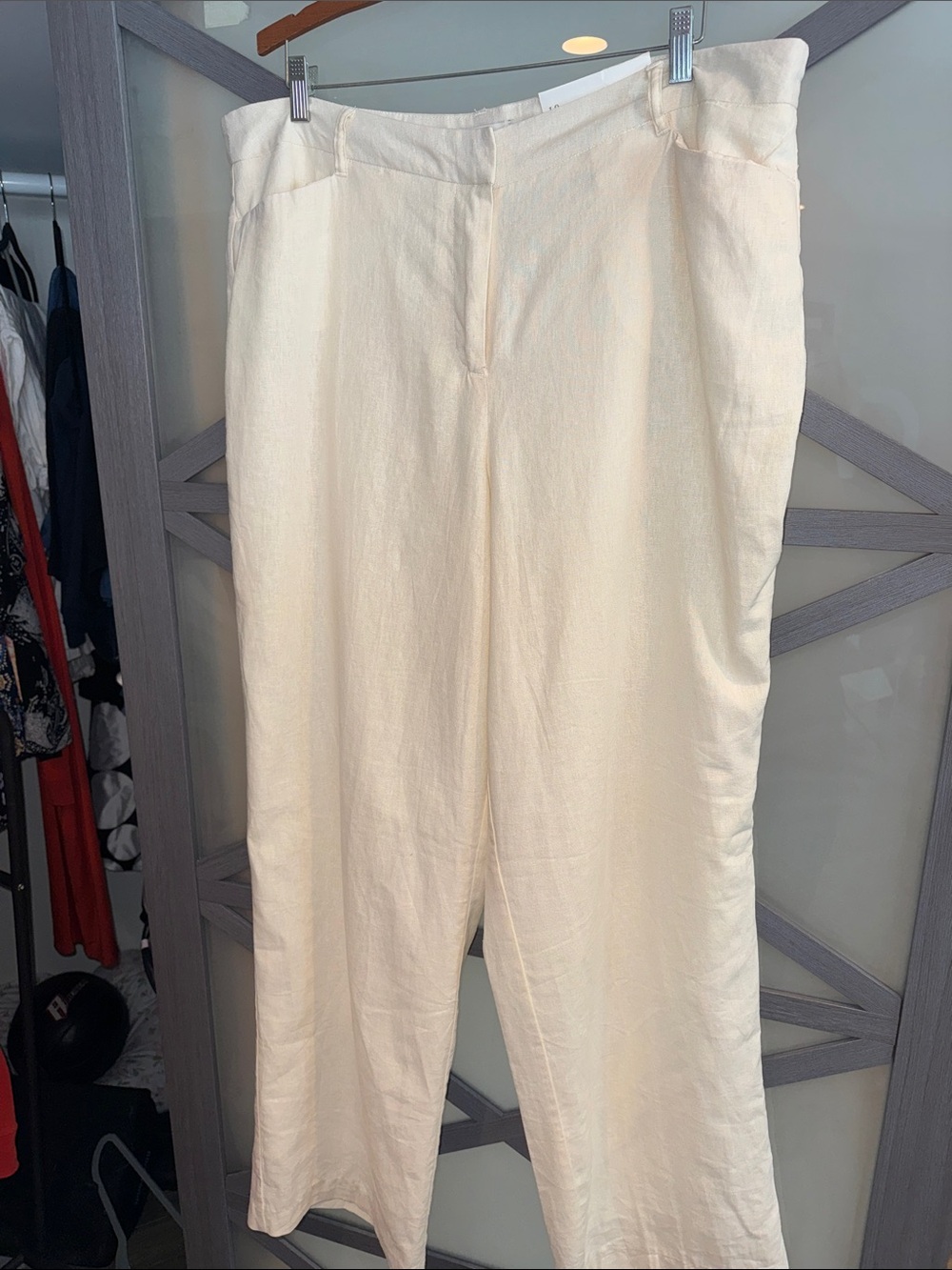 Cato Cream Linen-Blend Pants